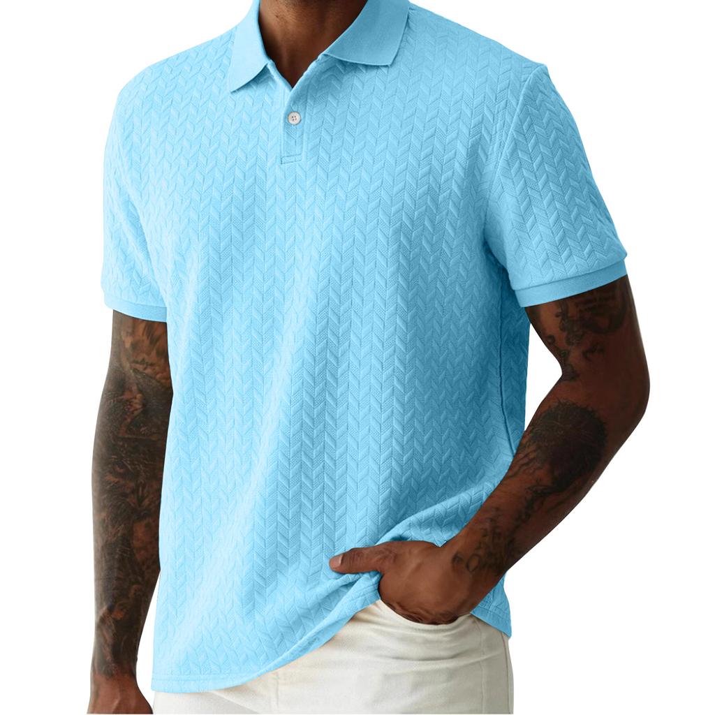Men's Solid Color Botton Short Sleeve Top Men's Casual Fashion Shirt