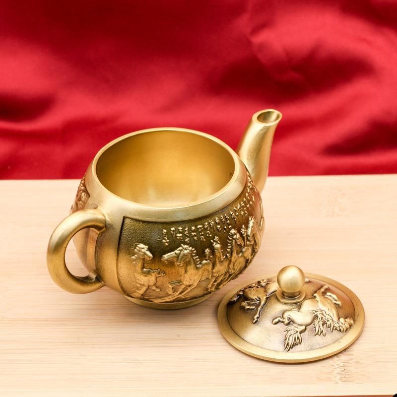 Chinesische Vintage Kupfer Teekanne Wasserkessel Kung Fu Teekanne Hitzebeständig Gesundheit Erhalten Teekessel Teegeschirr