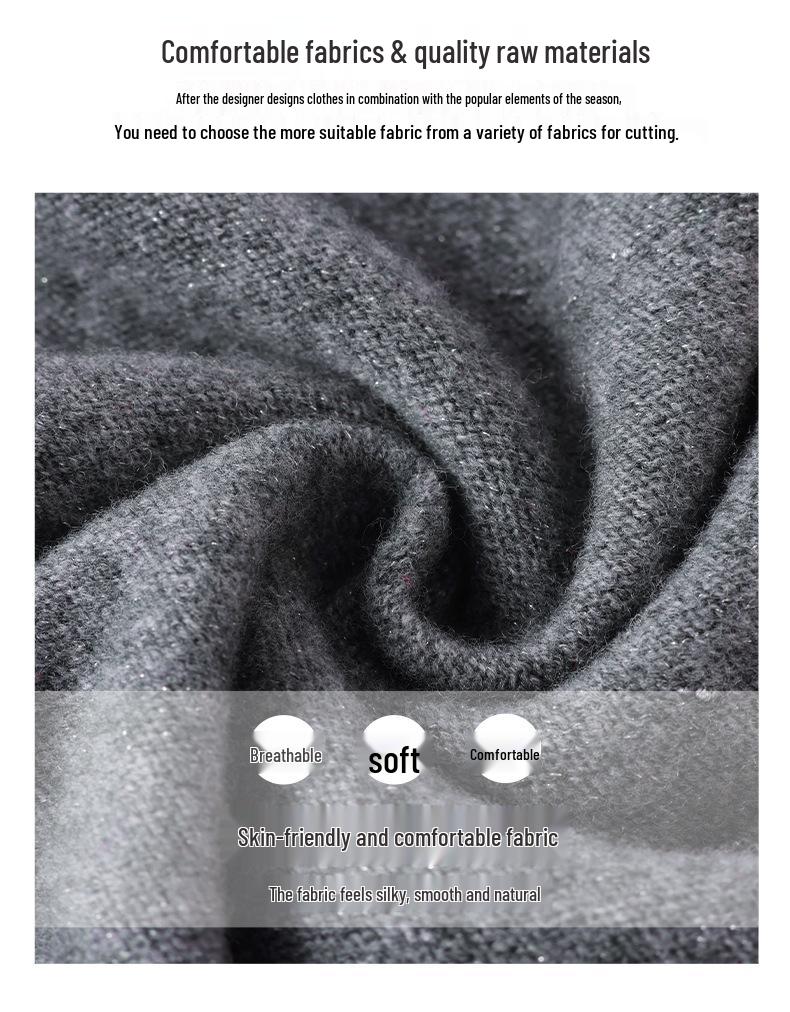 Women's V-Neck Pure Wool Cardigan Sweater - Solid Color, Long Sleeve, Trendy Casual Outerwear.