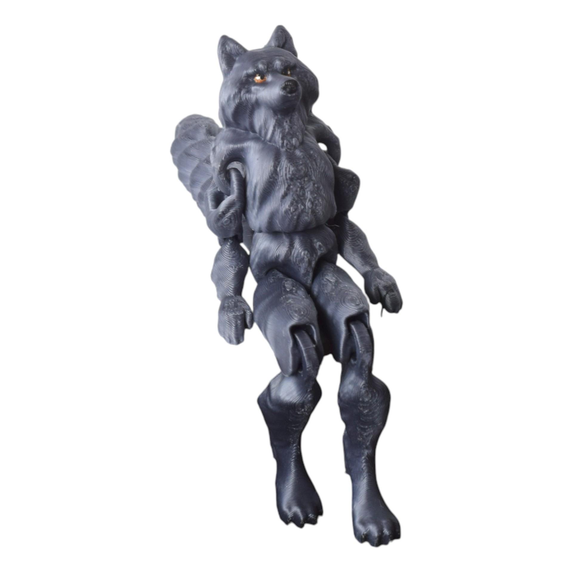 Dark Gray Creative Werewolf Ornament with Movable Joints - 3D Printed Festival Craft Dark Gray