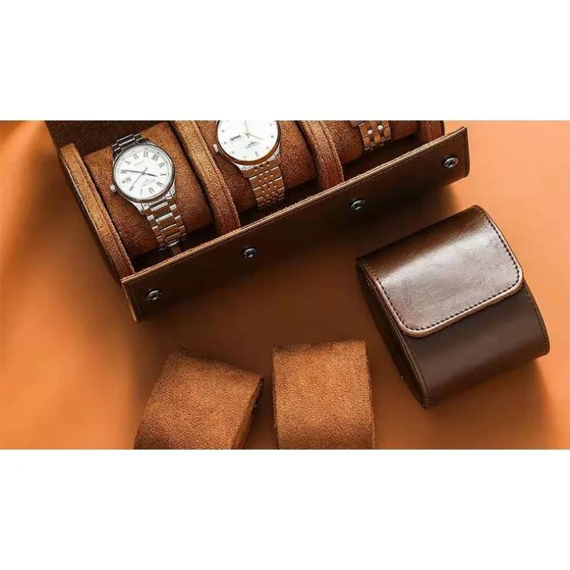 1 Stück Tragbare PU Leder Uhrenbox für Reise Uhrenetui Halter Organizer mit Staubdichtem Design für Mechanische Uhren