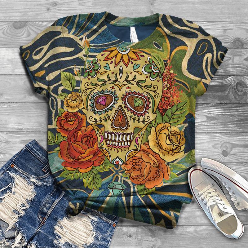 Uformell Kortermet Trykket Moteriktig Oversized 3D Topp Mønster T-skjorte for Menn Komfortabel Sommer Rund Hals