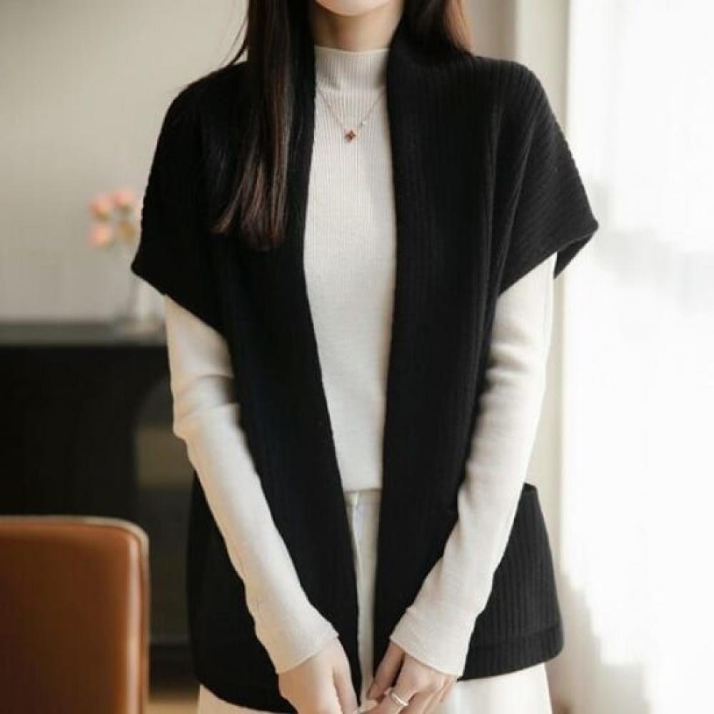 Navava Women Soft Plain Knit Vest Cardigan Nk3585