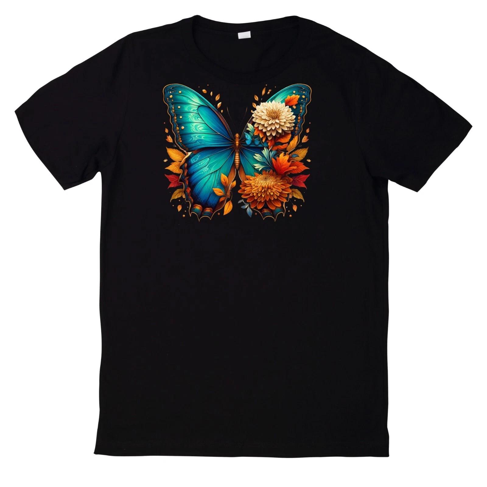 T-Shirt Blumen schmetterling M