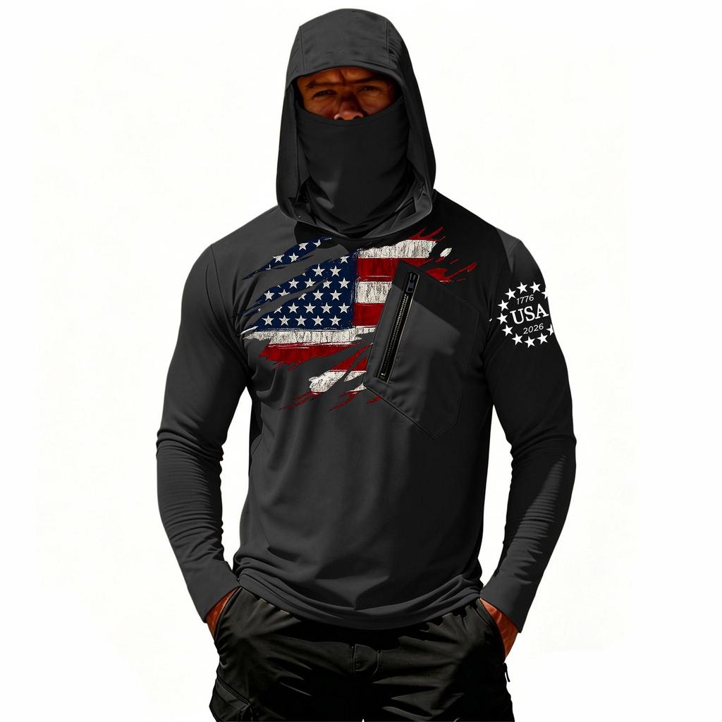 Camiseta Casual con Capucha de Manga Larga para Hombre con Protección Solar