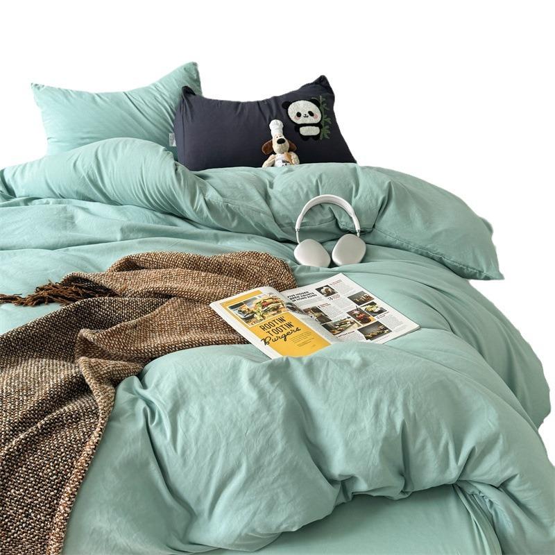 Cotton 4pcs set can sleep naked, super soft pure cotton quilt cover, student dormitory three-piece set, bed sheet, bed hat