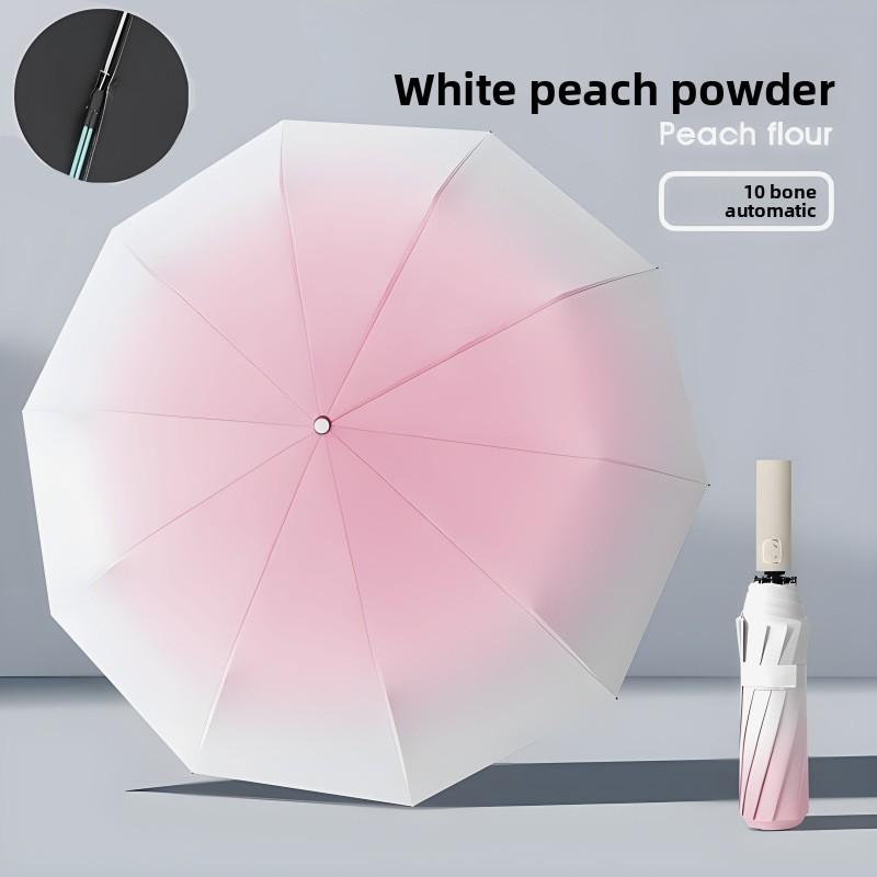 20 Bones Triple Fold Umbrella Fully Automatic Gradient Black Rubber Sunscreen Umbrella Folding Sunny Umbrella