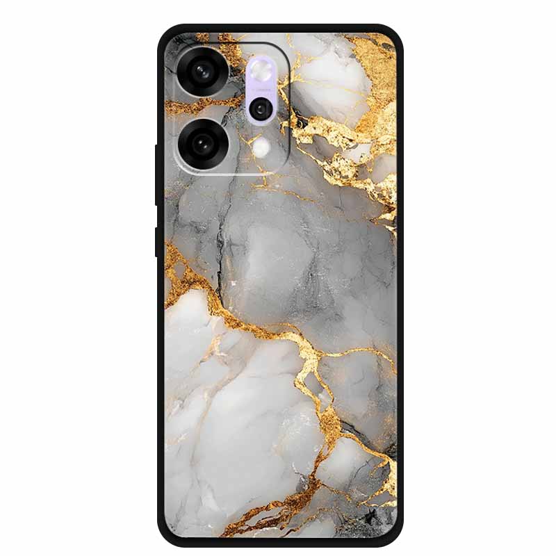 Funda de Dibujos Animados Para OPPO Reno 14 Pro Funda de Teléfono Suave de Silicona Para OPPO Reno14Pro Negra TPU Protectora Carcasa Trasera Mármol Para
