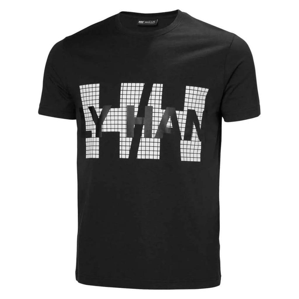 Helly Hansen Core Graphic 2.0 Logo T-Shirt, Quick-Drying, UV Protection, Unisex, Black (JP, Alphabet, L, Black) [Parallel Import]