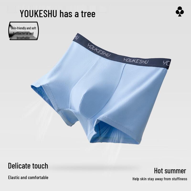 You Ke Shu Men's Mulberry Silk Cotton Antibacterial Boxer Briefs
