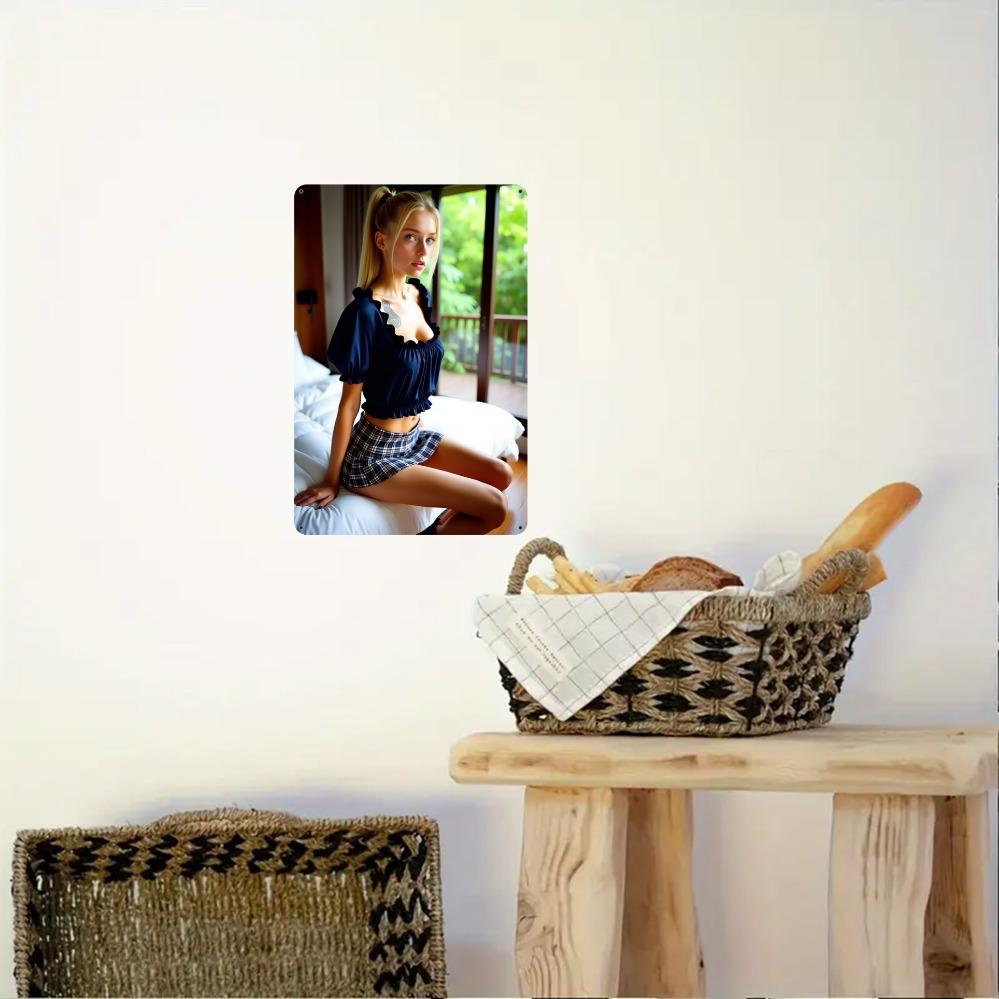 Marke Elegante Metall-Wanddekoration für Frauen 8x12 Zoll Textfreie Hängeschild - Vielseitige Dekoration für Wohnzimmer Schlafzimmer Café