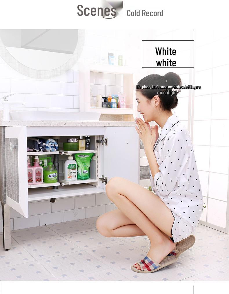 Retractable Stainless Steel Under-Sink Organizer with Pull-Out Drawer