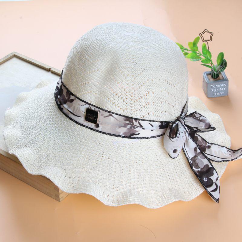 Hat Women's Summer Sun Protection Visor Lafite Straw Hat Fashion Middle-aged and Elderly Mother Sun Hat Big Brim Bucket Hat