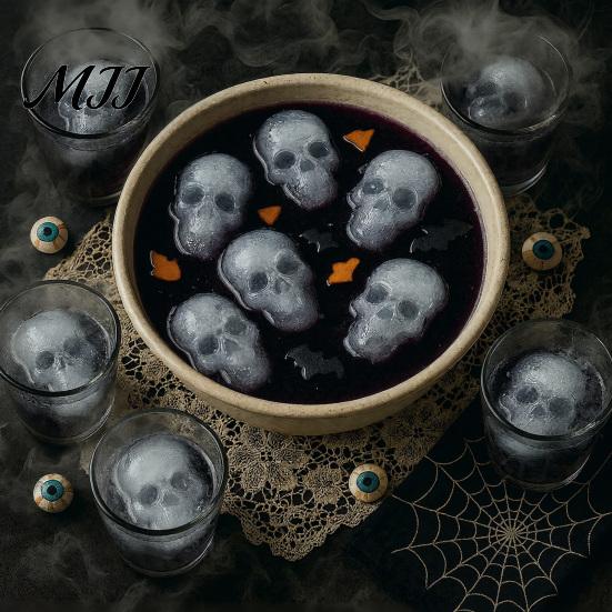Ghostly Food Decoration Skull Cake Mold with 20 Cavity, Halloween Theme, Silicone Non-Stick Candy DIY Pudding Jelly Mold, Realistic 3D Tray for Baking