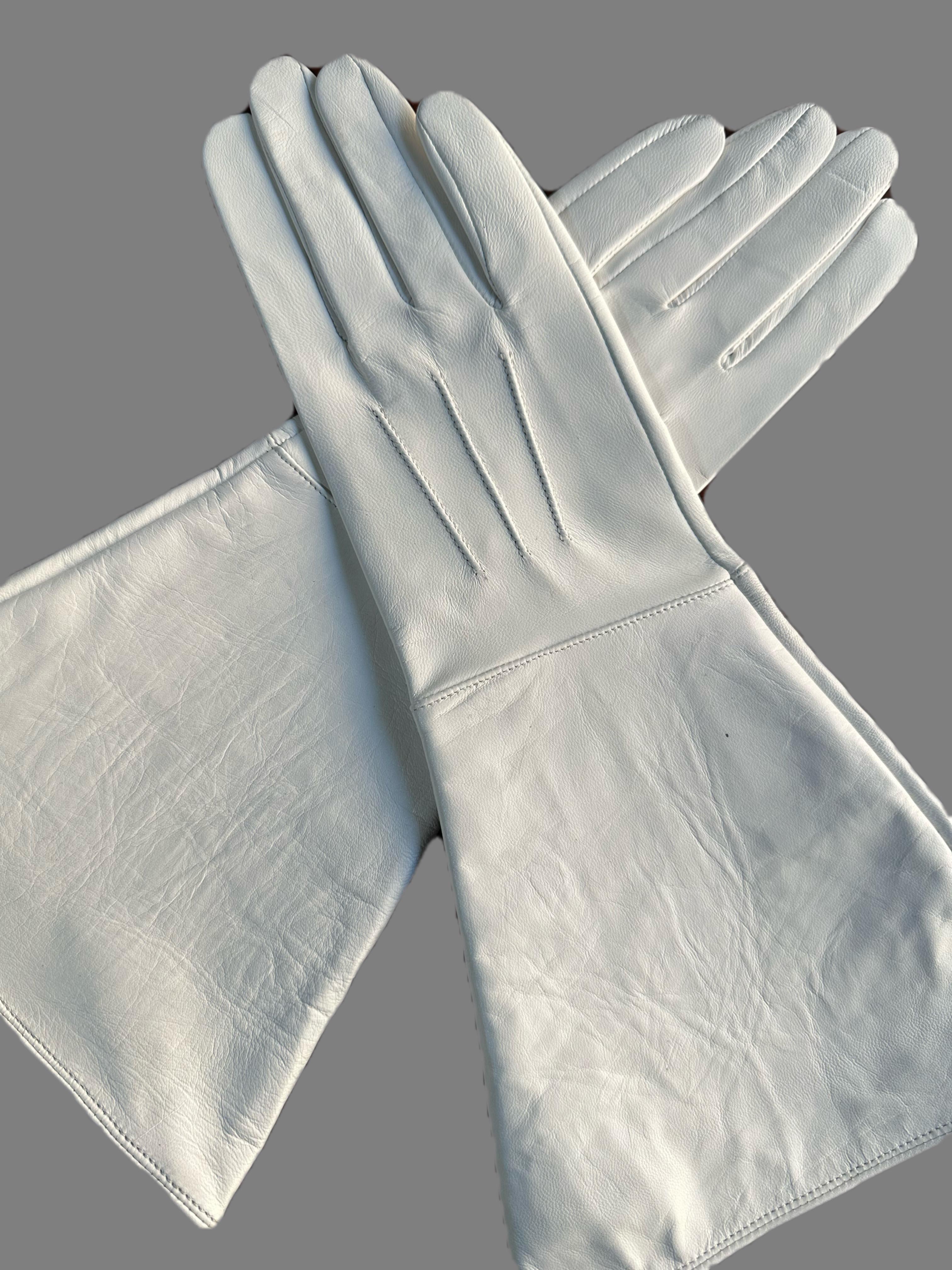 

35см Чоловічі шкіряні рукавички Сенсорний екран Подвійний манжет Розкішні Без підкладки Натуральна шкіра Облягаючі Довгі Для водіння Верхової їзди Мотоциклетні рукавички M