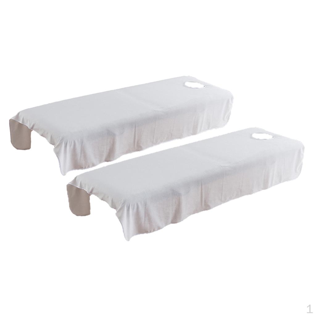 

2pcs Soft velvet Massage Bed Sheet Cover With Hole White