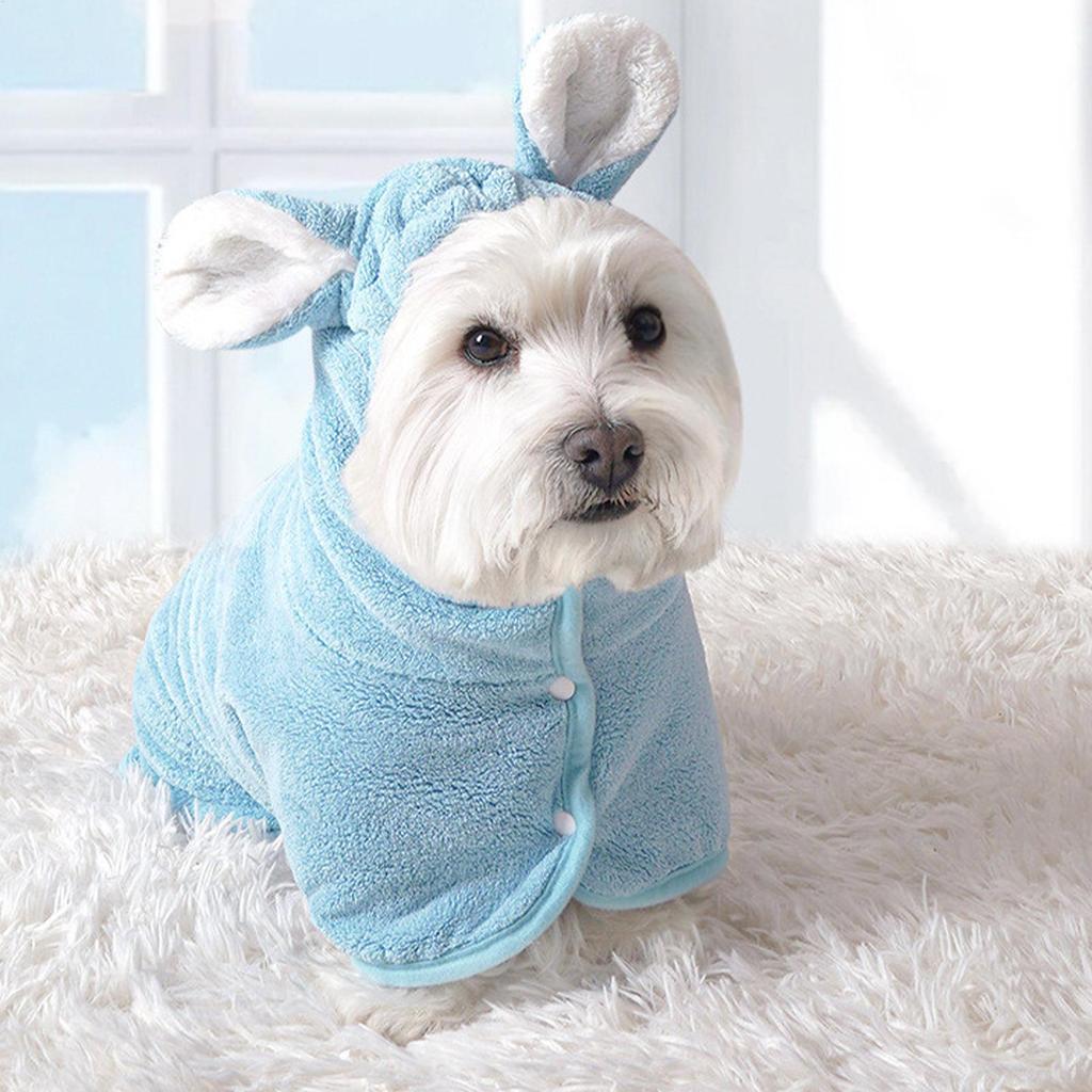 Dog Drying Towel Dog Hooded Bathrobe Towel Absorbent Pet Grooming Clothes Shower Blanket for Bathing Cat Puppy Winter Home