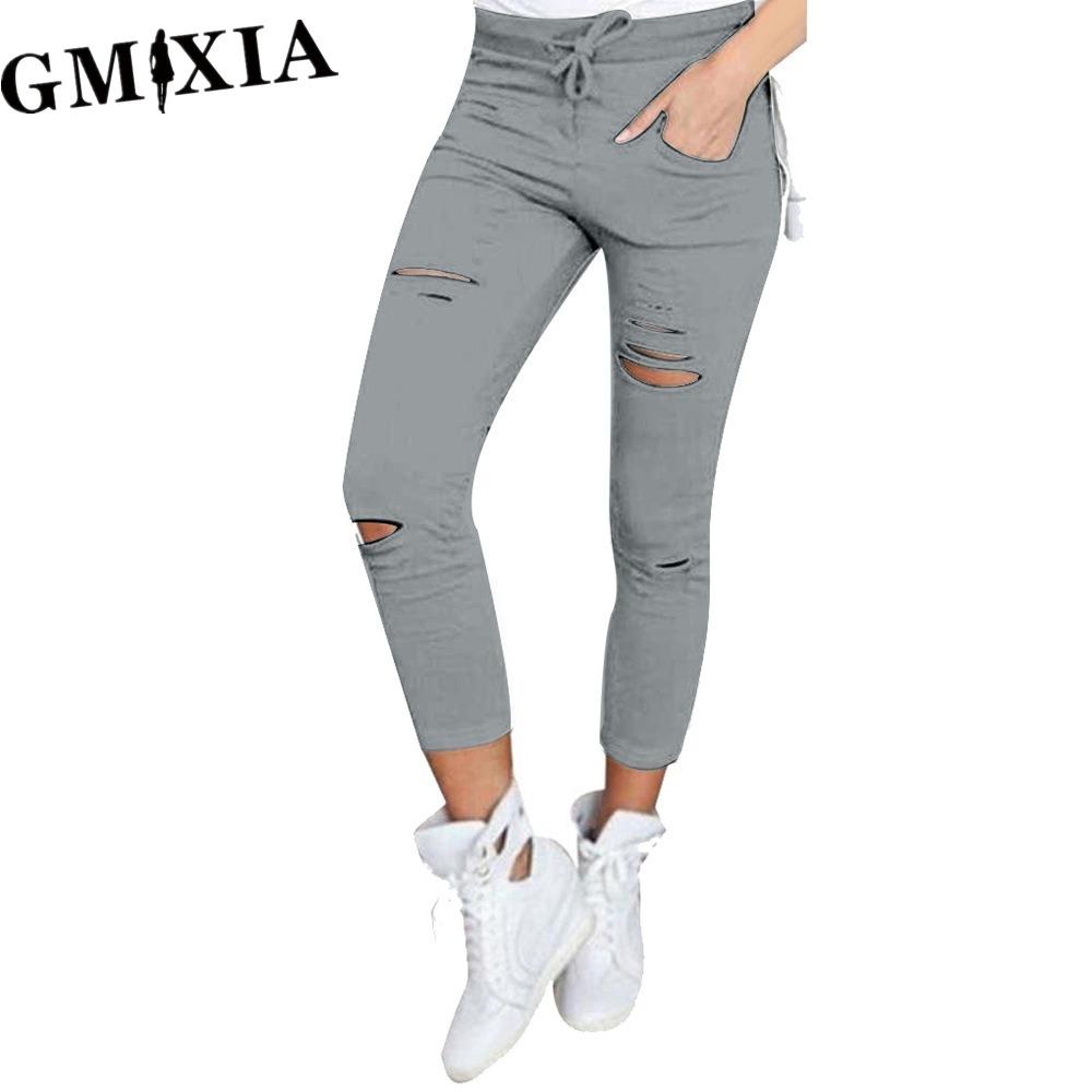 

GMXIA Женские Модные Повседневные Однотонные Брюки и Капри с Принтом XXXL серый