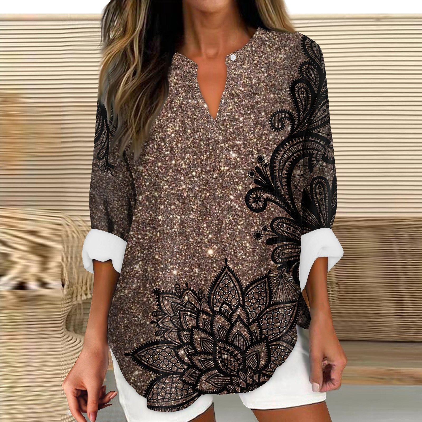 

Женские модные повседневные женские топы из конопли с заниженными плечами и длинным рукавом с v-образным вырезом и принтом XXL чёрный