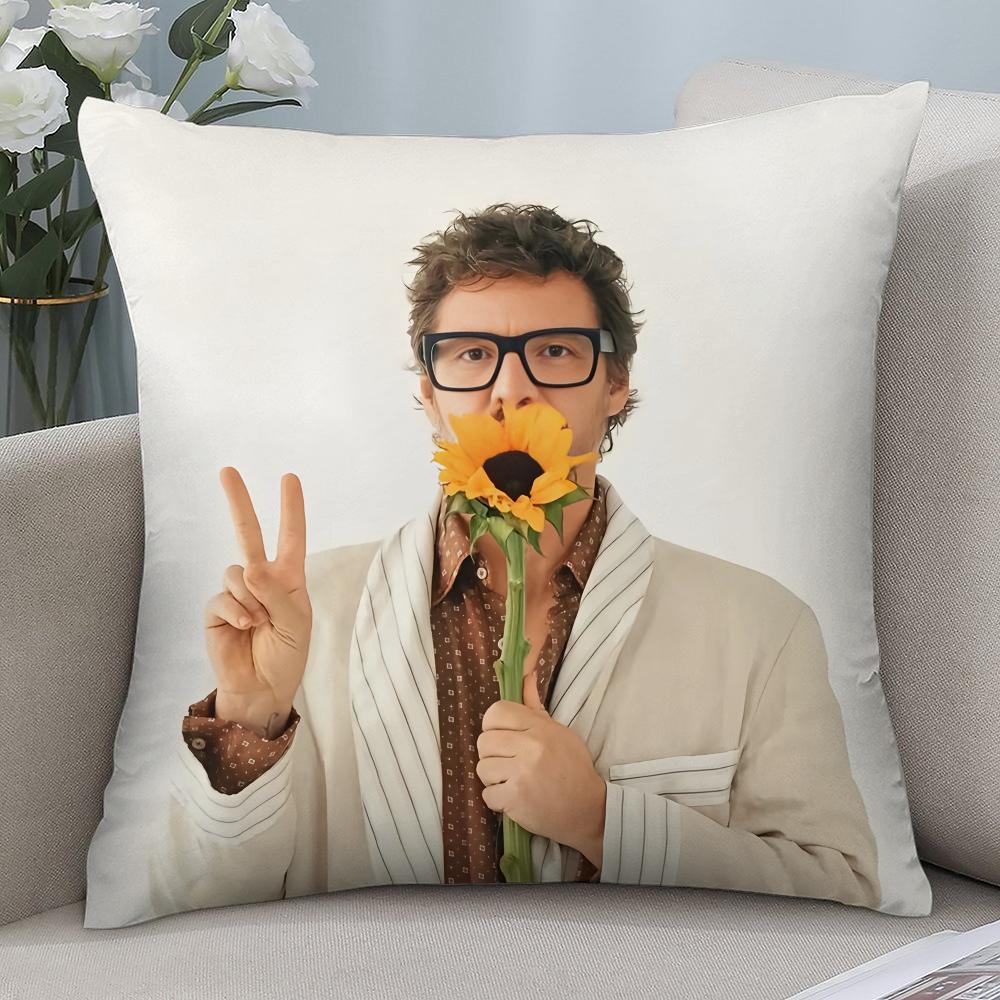 New P-Pedro Pascal Pillow Case 3D Print Polyester Fiber 40*40 cm Home Sofa Throw Pillow Cover Decoration Festival Gift