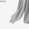 ZANZEA Autumn Winter Women Off Shoulder Long Sleeve Knitted Hollow Sweater Jumper Pullovers