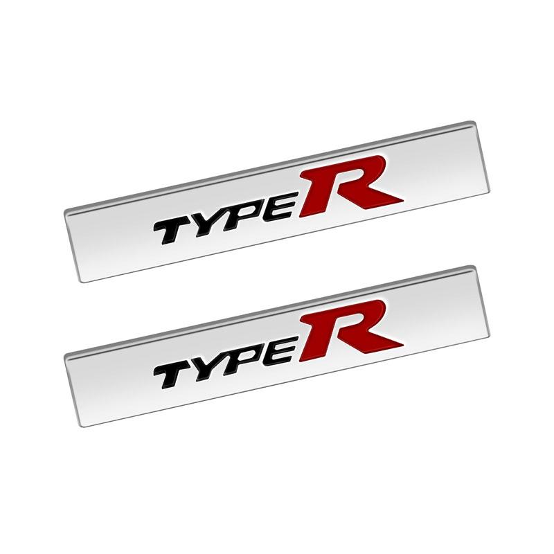2pcs Car Styling Small Metal Type R Typer Logo Car Body Side Fender Sticker Emblem Badge For Honda Odyssey Accord Civic CRV Jazz