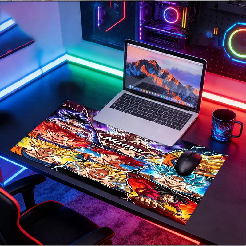 Custom Name Personalized Dragon Ball Z Pattern Mousepad, Laptop PC Desk Mat, Decorative Desk Mat for Home Keyboard Pad Gift