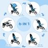 Children's Tricycle, Bicycle, Back Basket, Cup Holder, Sun Canopy, Metal, Blue