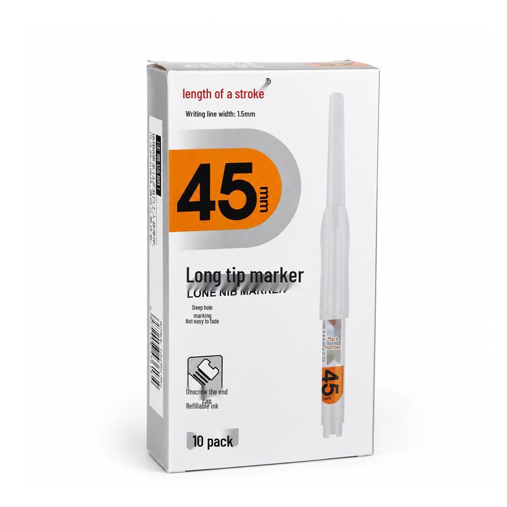 45mm Deep Hole Marker Pen for Woodworking & Metalworking - Multi-Color, Long Tip, Waterproof, Oil-Based, with Scale.