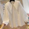 Plus Size Autumn Long Sleeve Loose Doll Collar Shirt For Women
