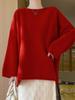 Women's Mid-Length Wool-Cashmere Sweater - 2025 Autumn/Winter Collection, Round Neck, Loose Fit, Knit Outerwear.