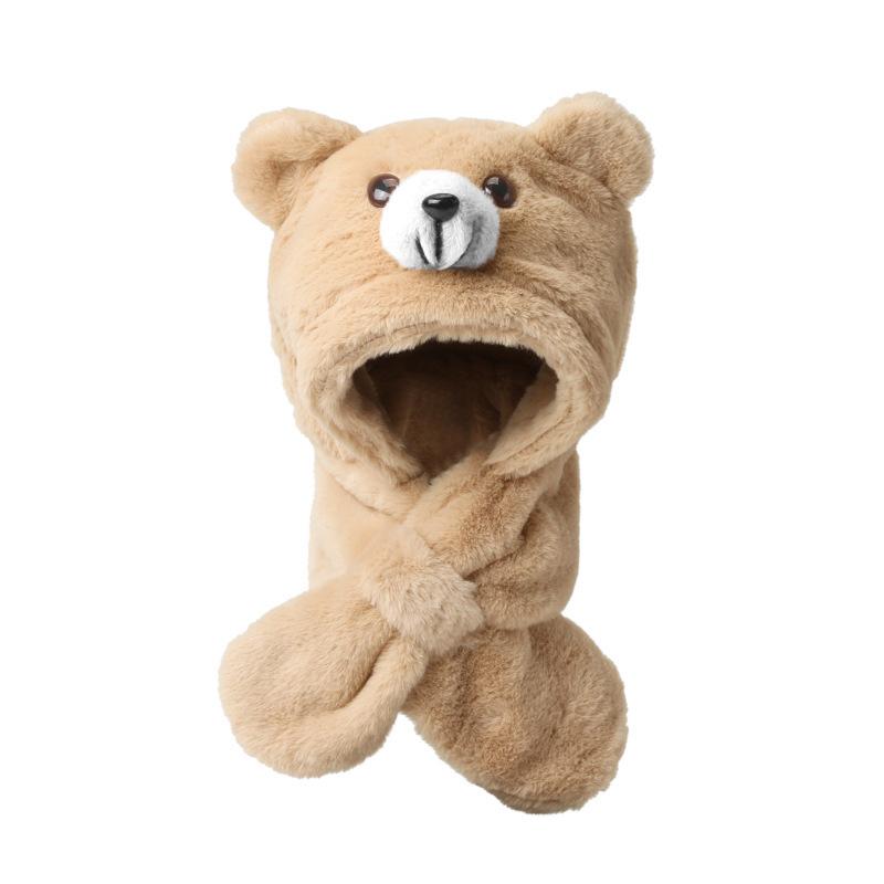 Children's Three-piece Hat Winter Cute Girl Scarf Gloves Integrated Hat Baby Plush Thickened Plush Warm