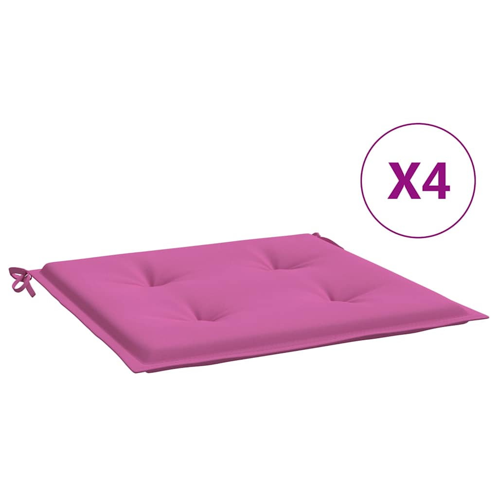 Garden Chair Cushion Set 4 Pcs Pink 50x50x4 Cm Fabric