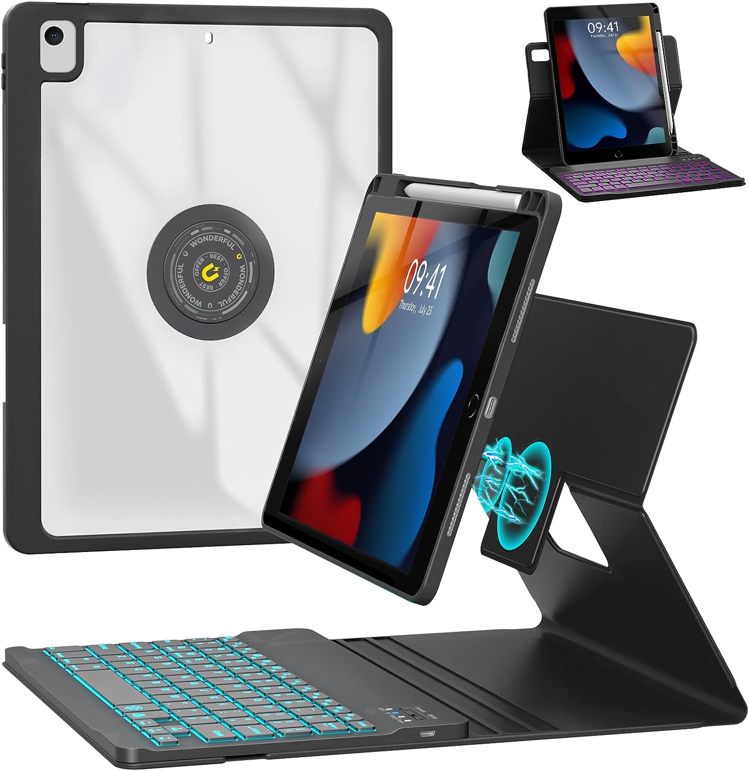 

Чехол-клавиатура для iPad 9, 8 и 7 поколений, 10,2 дюйма, вращающийся на 360° магнитный чехол для iPad Pro 10,5 дюйма Air 3