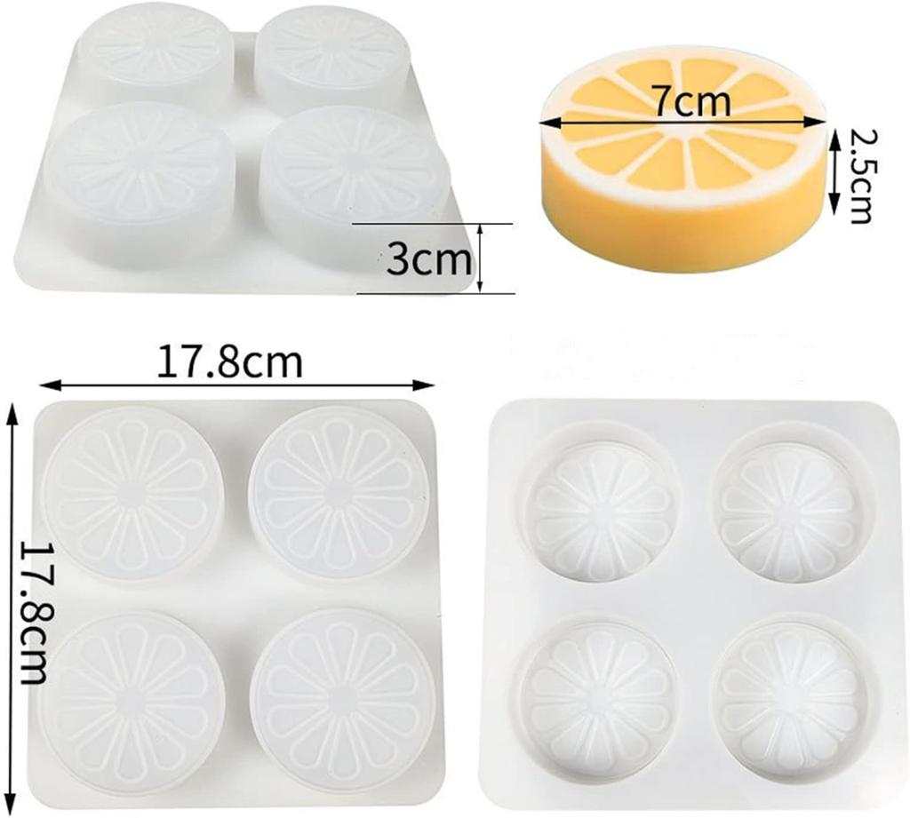 1 ks 4 dutinkové silikonové formy na plátky citronu Silikonové formy na plátky pomeranče na ruční zdobení mýdlových dortů .