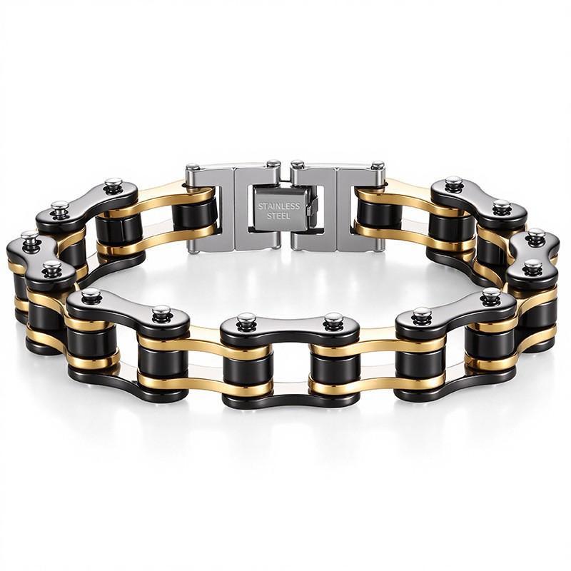 Stainless Steel Chain Bracelet Men Women Cycling Biker Punk Style Adjustable Safety Wristband