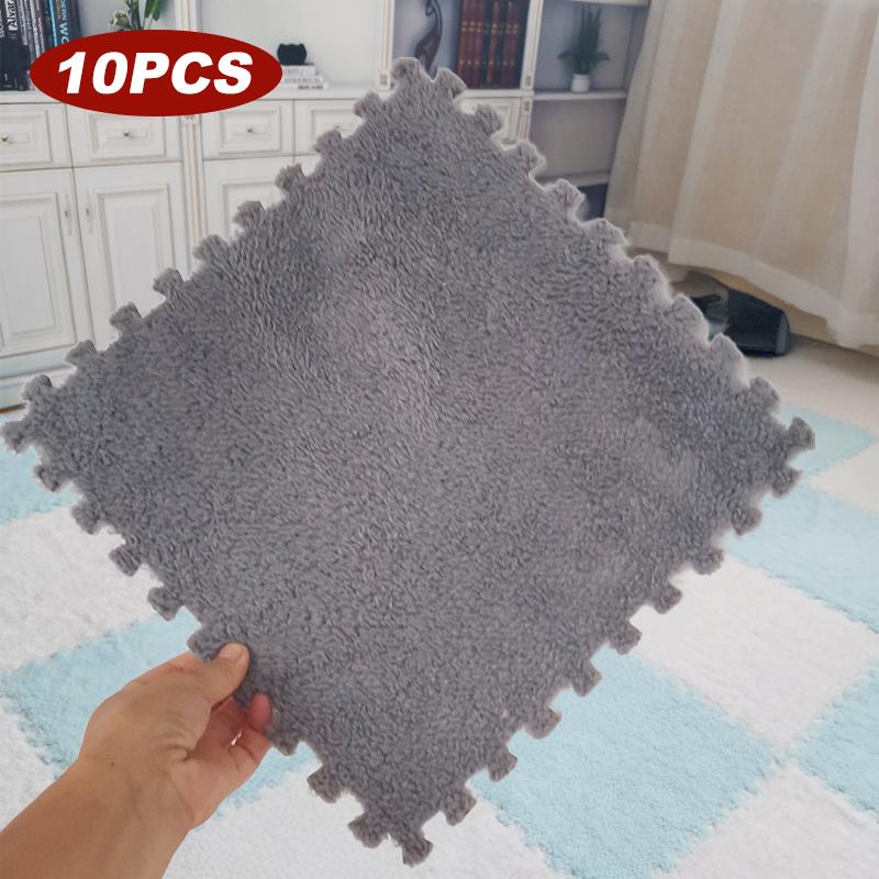 10PCS Soft Plush Activity Play Mat Reusable EVA Foam Puzzle Carpet Children Room Keep Warm Non-slip Floor Mat Washable 30*30*1CM