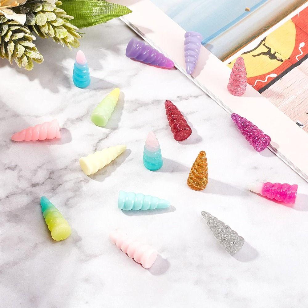 Multicolor Horn Charm for Unicorn Resin Loose Beads Resin Resin Horn Charms Handmade Crafts Lovers