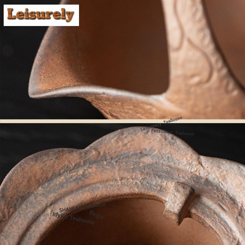 Grobkeramik Lotus Teegeschirr Komplettes Set Antikes Teezeremonie Set Teekanne zum Aufbrühen und Teetassenset Trinkgeschirr Ornamente Handwerk