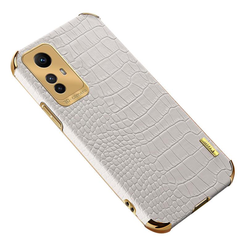 

Для Xiaomi Redmi Note 12S 4G Чохол для телефону з ТПУ, покритий шкірою, Текстура крокодила, 6D гальванічне покриття White