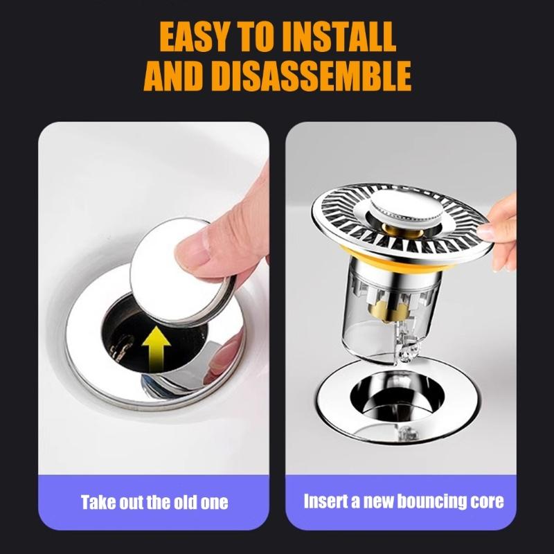 Bathtub Plugs Anticlogging Drain Filter Wash Basins Sink Drain Stopper Push-type Bounce Cores Drain Hair Catcher