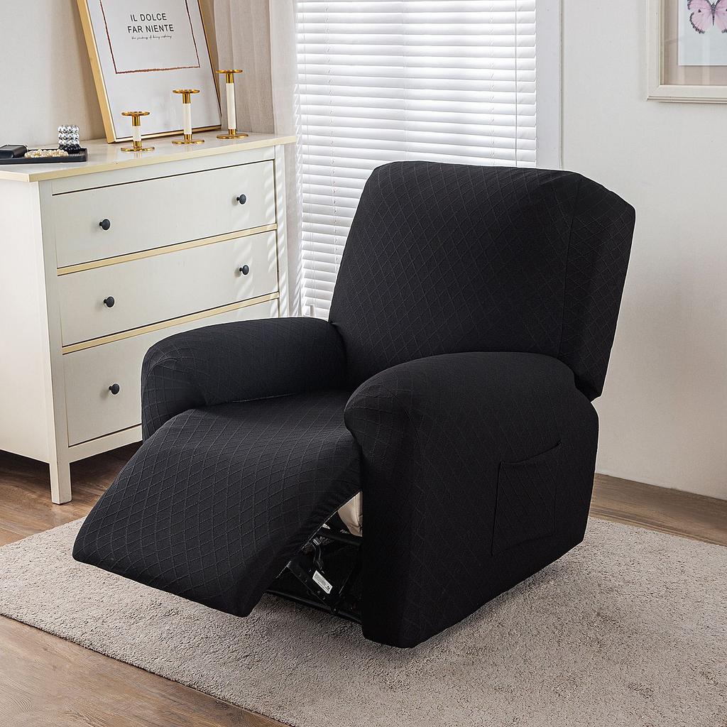 Twill Grid Elastic Recliner Cover Single Sofa Cover All-Inclusive Rocking Chair Cover Protective Cover Thickened Leisure Chair Cover