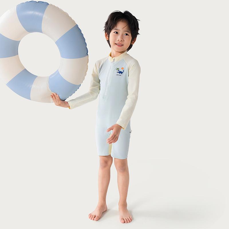 

Детский быстросохнущий купальник с длинным рукавом и мультяшным динозавром для пляжа и горячих источников 150