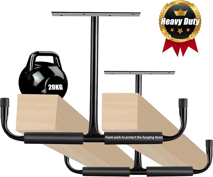 2PCS Heavy Duty T-Type Ceiling Hooks Garage Storage Hanger for Kayak, Ladder, Bike, Lumber