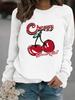 European and American Women's Casual Long-Sleeved Cherry Print Hoodie