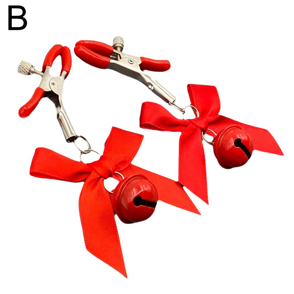 4 Color Adjustable Sexy Bow Nipple Clamps with Bells Adult BDSM Fetish Toy for Couples Intimate Play