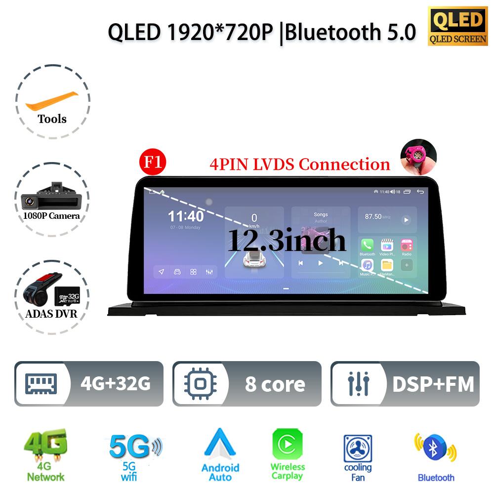 12.3" For BMW 5 Series F07 GT 2011-2017 Android 14 Car Radio Multimedia Stereo 4G GPS Navigation WIFI Wireless BT CarPlay Screen