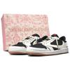 Jordan x Travis Scott Air Jordan 1 Cushioning Abrasion Resistant Low top Vintage Basketball Shoes Unisex White DZ4137-700(Team1803-3)