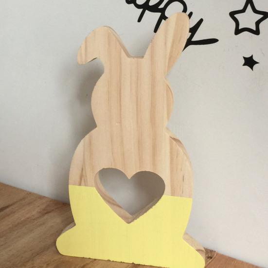 Lovely Hollow Heart Wooden Rabbit Art Craft Children Gift Home Office Decor