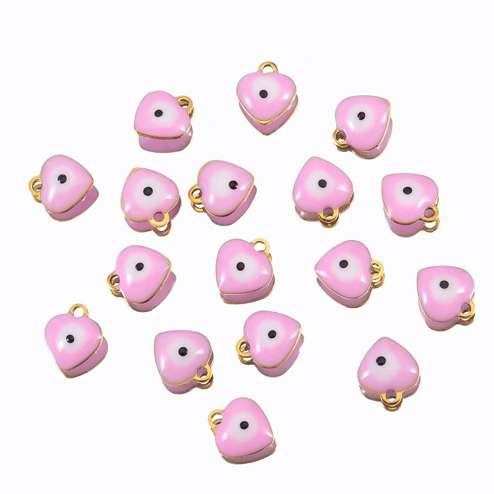 20pcs Round Ball Charms Stainless Steel Turkish Evil Eye Earring Pendant Base DIY Boho Jewelry Making Bracelet Supply Mix Color